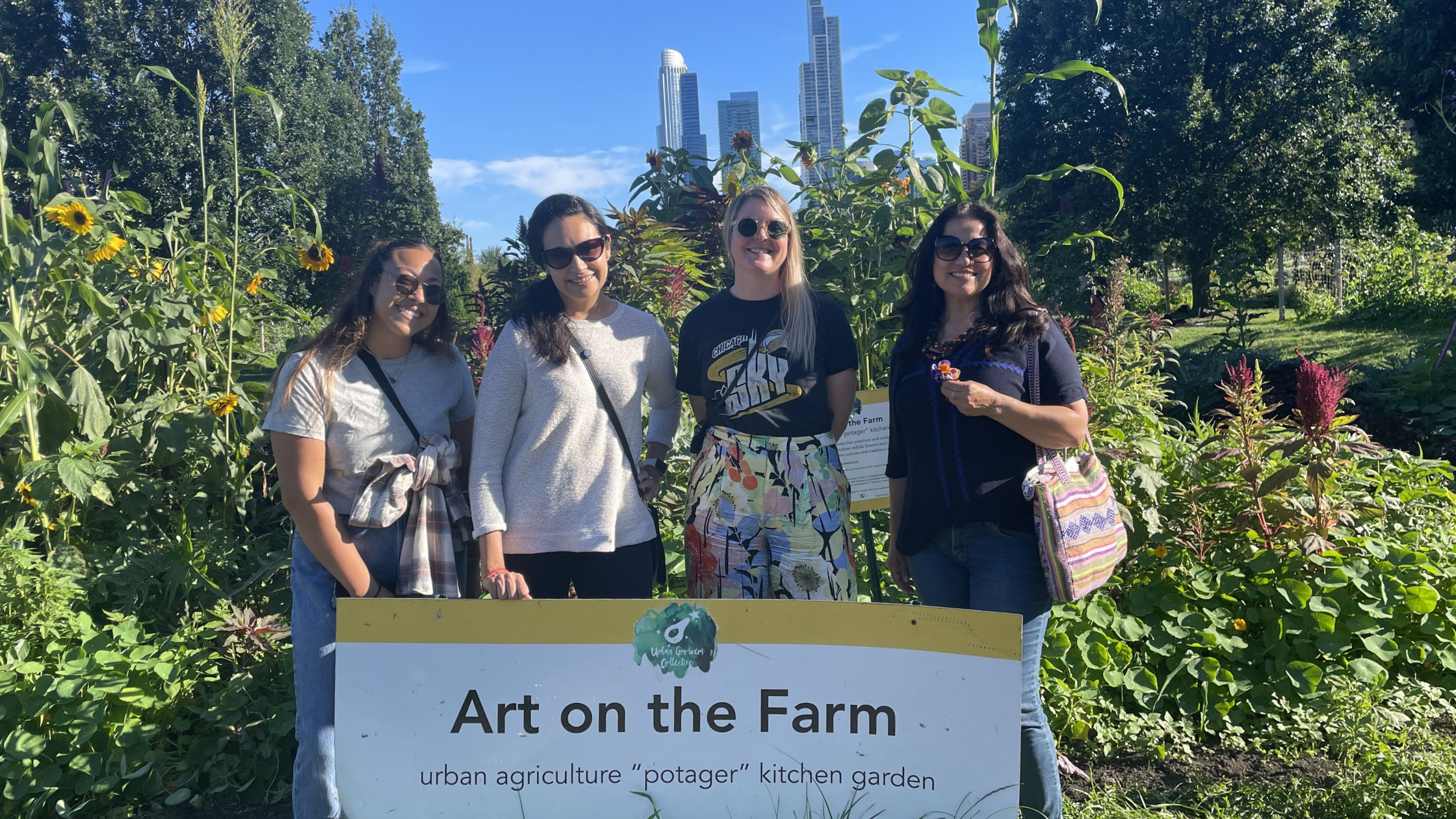 Healthy Communities Foundation team at Urban Growers Collective's "Art on the Farm" Grant Park Farm in Chicago.